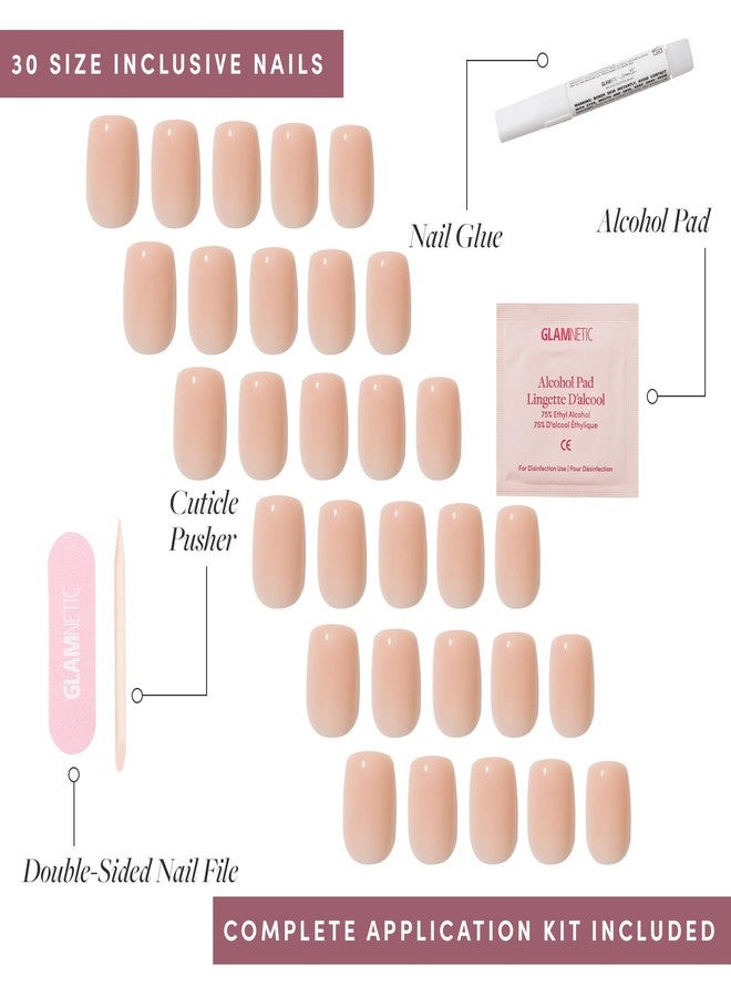 جلامنتيك أظافر Glamnetic x GLAMZILLA اللاصقة - للفتيات العصريات | أظافر صناعية قصيرة مربعة بيضاوية بلون نيود، شبه شفافة، بجودة صالونات التجميل، للاستخدام اليومي | 15 مقاسًا - طقم 30 ظفرًا مع غراء - Image 4