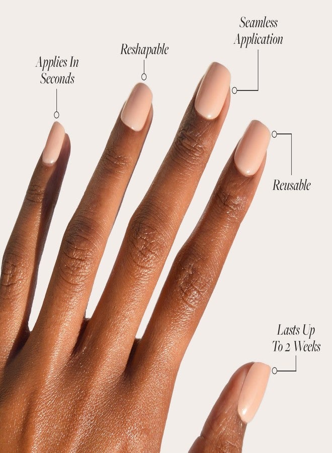 جلامنتيك أظافر Glamnetic x GLAMZILLA اللاصقة - للفتيات العصريات | أظافر صناعية قصيرة مربعة بيضاوية بلون نيود، شبه شفافة، بجودة صالونات التجميل، للاستخدام اليومي | 15 مقاسًا - طقم 30 ظفرًا مع غراء - Image 3