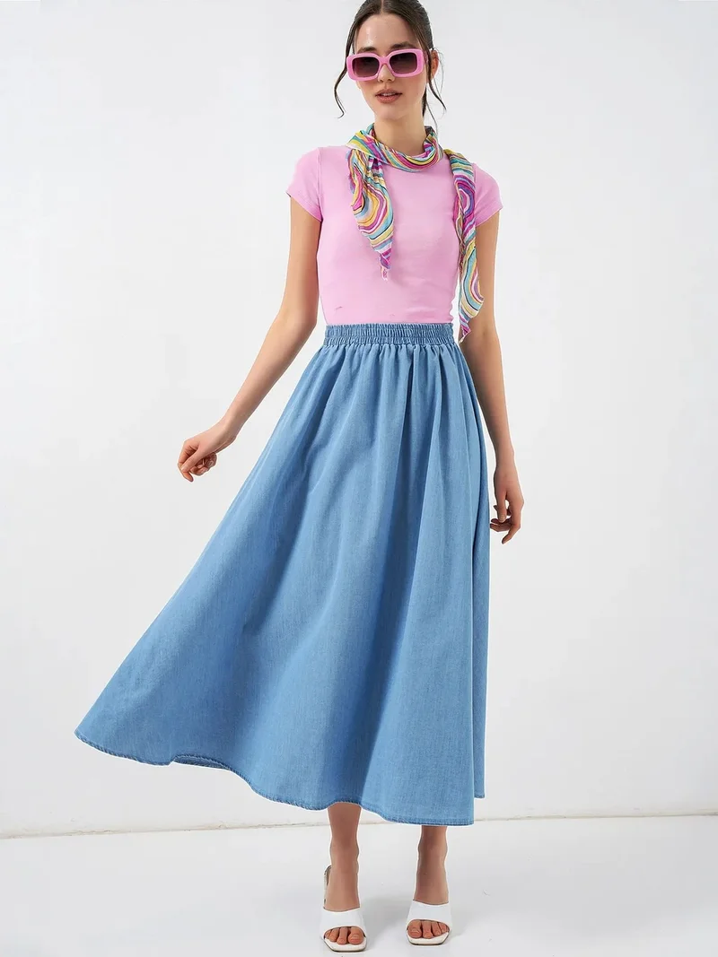 بيغ دارت BDART High Waist A-Line Denim Maxi Skirt