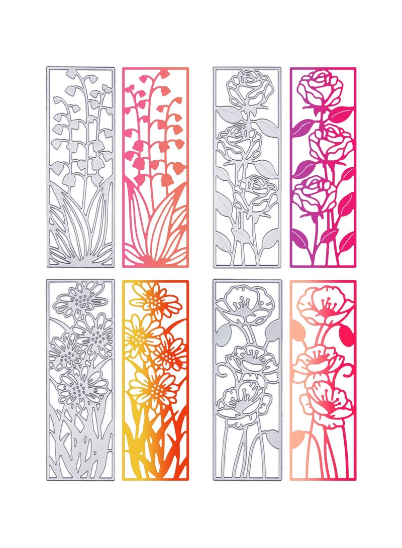 KASTWAVE 4 Pcs Metal Flower Frame Cutting Dies for Card Making Embossing Stencil Die Cuts for Scrapbooking DIY Flower Bookmark Card Decoration - Image 1