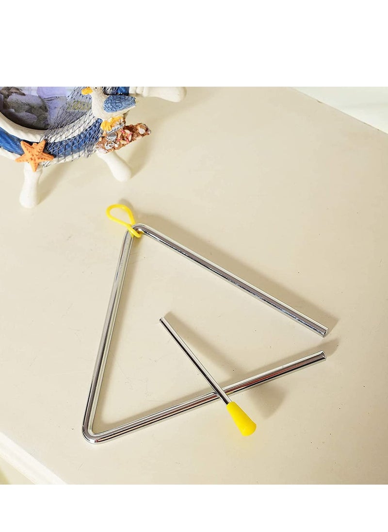 SYOSI - Musical Steel Triangle Percussion Instrument with Striker for Adults Kids Steel Triangle Dinner Bell Small Instruments with Striker 8 Inch - Image 1