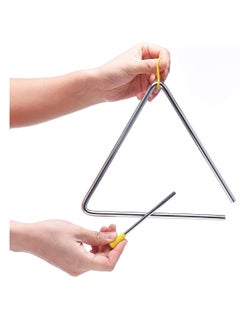 SYOSI Musical Steel Triangle Percussion Instrument with Striker for Adults Kids Steel Triangle Dinner Bell Small Instruments with Striker 8 Inch  - Image 1
