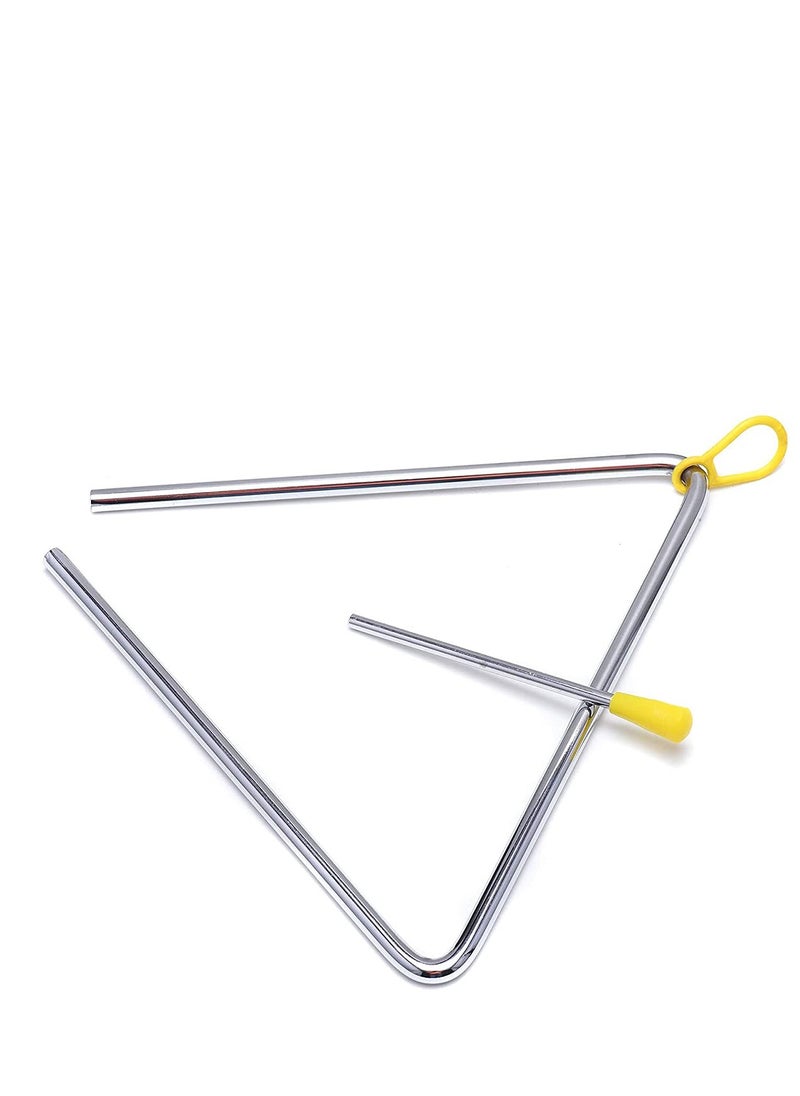 SYOSI - Musical Steel Triangle Percussion Instrument with Striker for Adults Kids Steel Triangle Dinner Bell Small Instruments with Striker 8 Inch - Image 1
