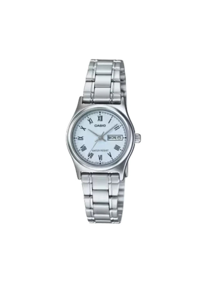 CASIO Women's Analog Display Watch With Silver Stainless Steel Strap - LTP-V006D-2B