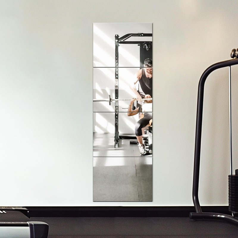 Delma Wall Mirror Full Length,Mirror Tiles,Full Body Mirrors for Home Gym(Glass,16x12''-4PCS),Over The Door,Entryway,Living Room,Bedroom,(Glass - 16'' x 12'' - 4PCS) - Image 1