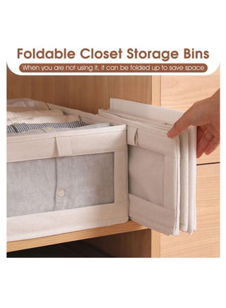 6-piece foldable wardrobe storage box wardrobe organizer, visible linen storage box, clothing drawer organizer, washable wardrobe storage box, rectangular storage box with fixed handle, living room, bedroom, office - view 5