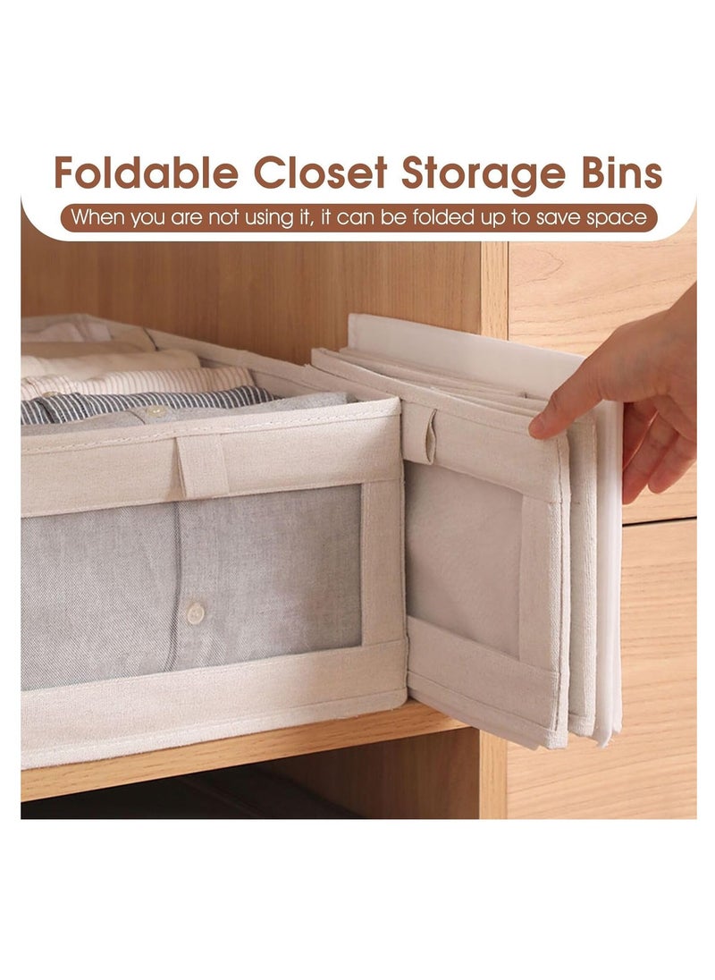DUNISO 6-piece foldable wardrobe storage box wardrobe organizer, visible linen storage box, clothing drawer organizer, washable wardrobe storage box, rectangular storage box with fixed handle, living room, bedroom, office  - Image 5