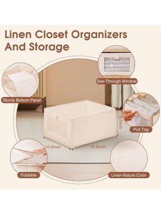 6-piece foldable wardrobe storage box wardrobe organizer, visible linen storage box, clothing drawer organizer, washable wardrobe storage box, rectangular storage box with fixed handle, living room, bedroom, office - view 4