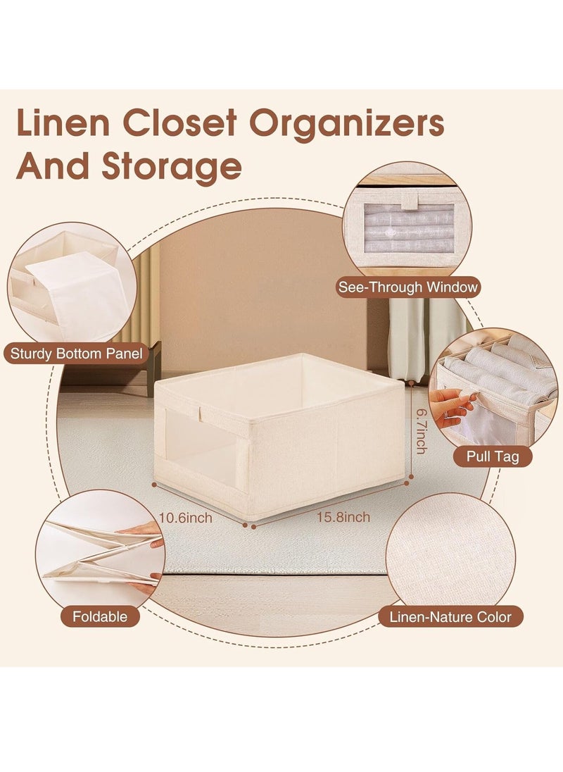 DUNISO 6-piece foldable wardrobe storage box wardrobe organizer, visible linen storage box, clothing drawer organizer, washable wardrobe storage box, rectangular storage box with fixed handle, living room, bedroom, office  - Image 4