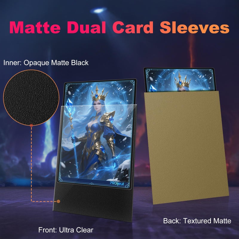 Proijeut 200 Pack Card Sleeves, Matte Dual Trading Card Sleeves with Opaque Back & Smooth Shuffle, Tear Resistant Card Protectors for MTG, TCG and Game Cards (Truth Brown) - Image 2