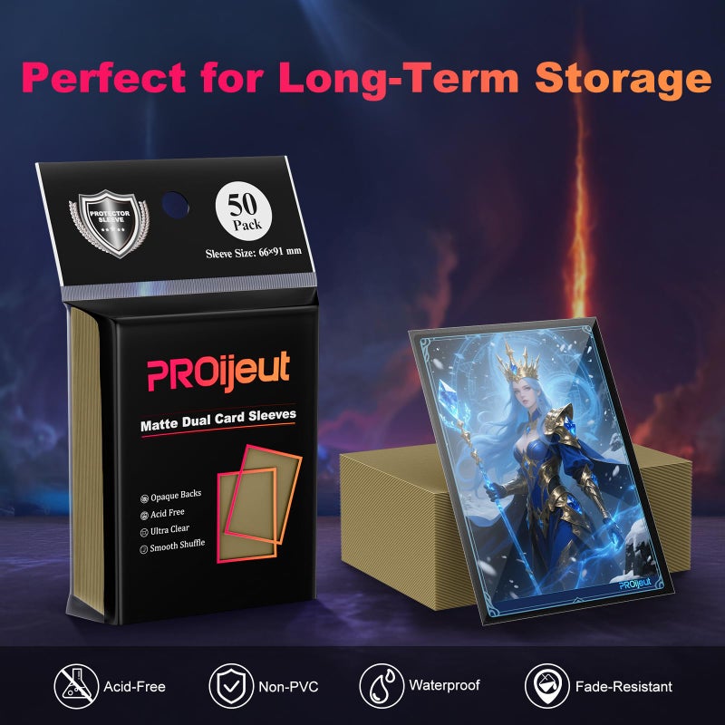 Proijeut 200 Pack Card Sleeves, Matte Dual Trading Card Sleeves with Opaque Back & Smooth Shuffle, Tear Resistant Card Protectors for MTG, TCG and Game Cards (Truth Brown) - Image 4
