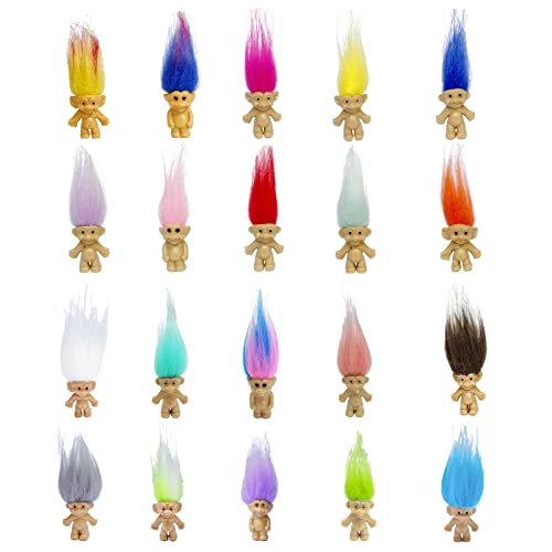 Yintlilocn Mini Troll Dolls PVC Vintage Action Figures Cake Toppers Chromatic Adorable Cute Little Guys Collection School Project Arts Crafts Party Favors 20packA - Image 1