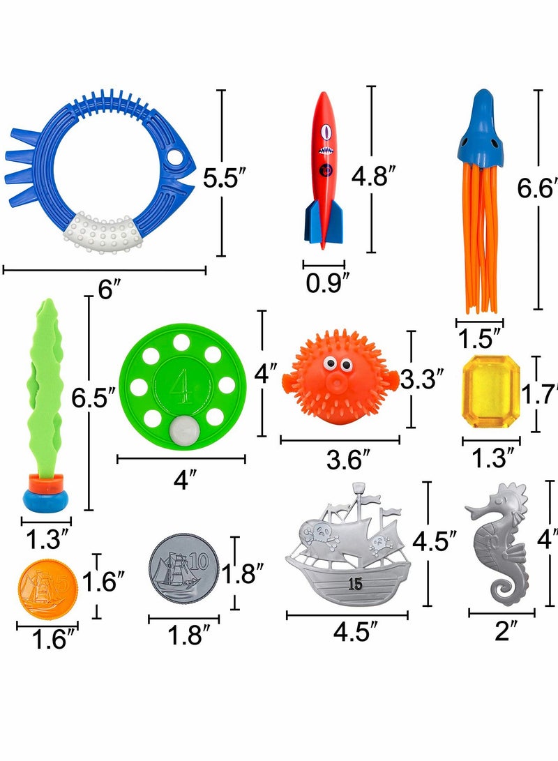 SYOSI Diving Pool Toys, Diving Rings, Torpedoes, Gems Diving Training Sink Toys Suitable for Teen Adults, Water Game Props Suitable for Swimming, Seaside, Diving, Outdoor Activities (34 Pcs) - Image 5