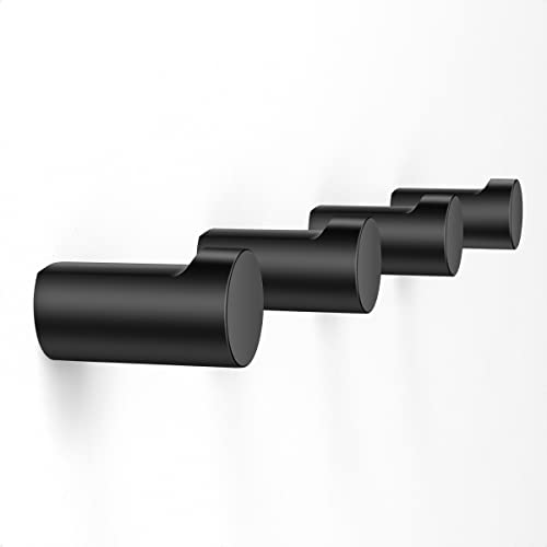 COCOYA 4Pack Metal Wall Hooks, Minimalist Coat Hooks Matte Black Simple Modern Easy Install Wall Mount Heavy Duty Aluminum Mid Century Entryway Bathroom, for Hanging Hat Purses Backpack Towel - Image 1