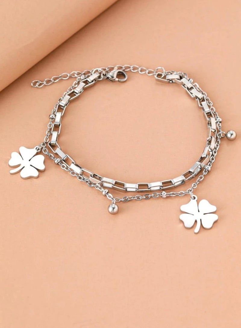 إيكوال اسوارة نسائية أنيقة وعالية الجودة مصنوعة من الاستانلس ستيل باللون الفضي - Image 2