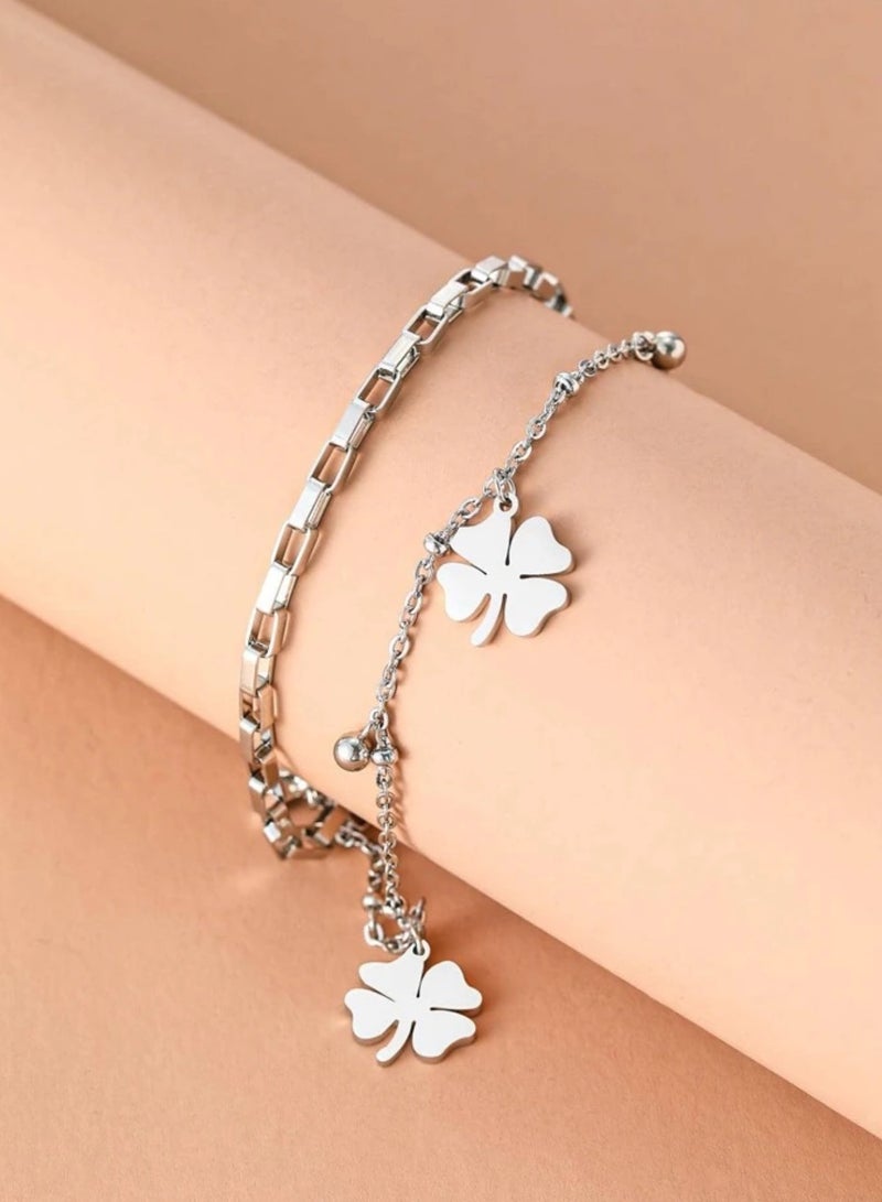 إيكوال اسوارة نسائية أنيقة وعالية الجودة مصنوعة من الاستانلس ستيل باللون الفضي - Image 4