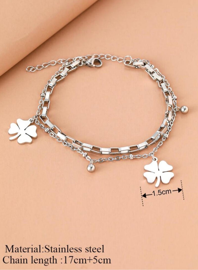 إيكوال اسوارة نسائية أنيقة وعالية الجودة مصنوعة من الاستانلس ستيل باللون الفضي - Image 5