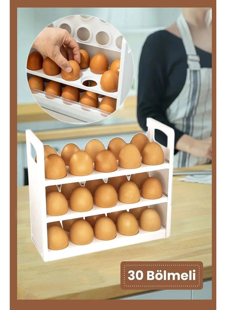 Octopus Bazaar - 30 Compartment Egg Box 3 Layer Egg Holder Refrigerator Organizer Storage Container - Image 1