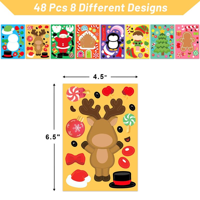 Ceiba Tree 48 Pcs Christmas Stickers Make Your Own Christmas Sticker Sheets for Kids Home Classroom Party Favor Art Craft School Rewards - Image 2