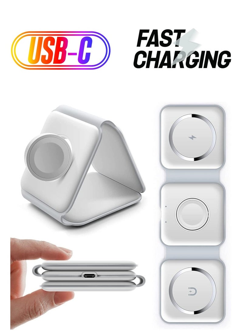 ELTRAZONE Wireless Charging, 3 in 1 Wireless Charger,Wireless Magnetic Fast Charging Foldable Dock station Charger for iPhone 13/12/11/8/Pro/Max,for iWatch,forAirPods 3/2/Pro and for Samsung - Image 1