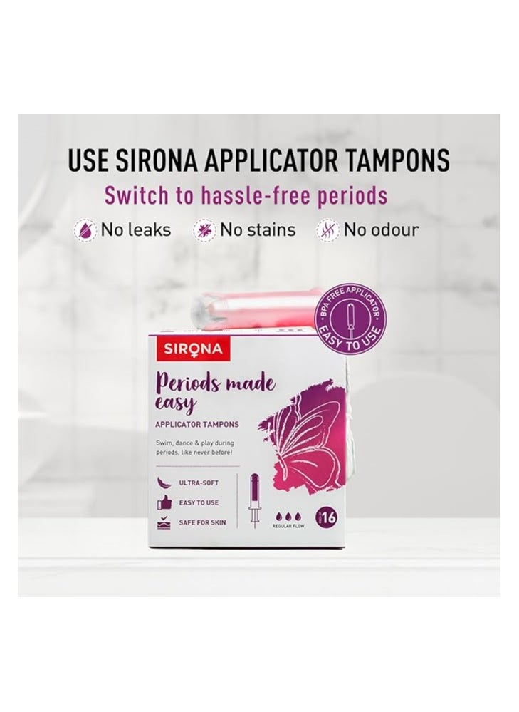 Sirona - Sirona Regular Flow Tampons with Applicator - 16 Pieces - Image 1