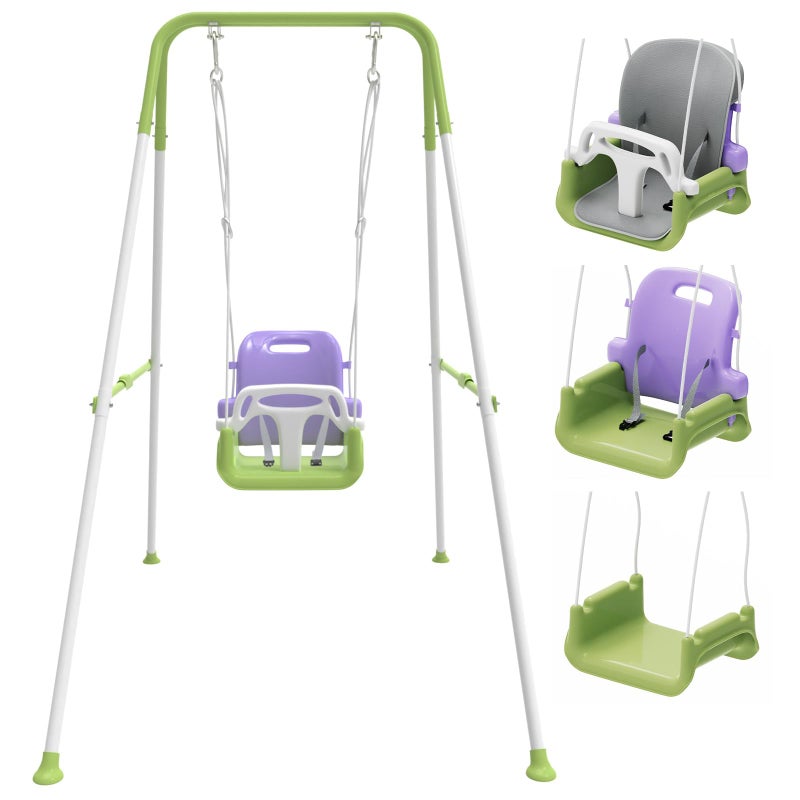 JWPEHOE Toddler Swing with Soft Cushion Foldable Indoor Outdoor Baby Swing Easy to Install Store for Backyard Play Purple - Image 2