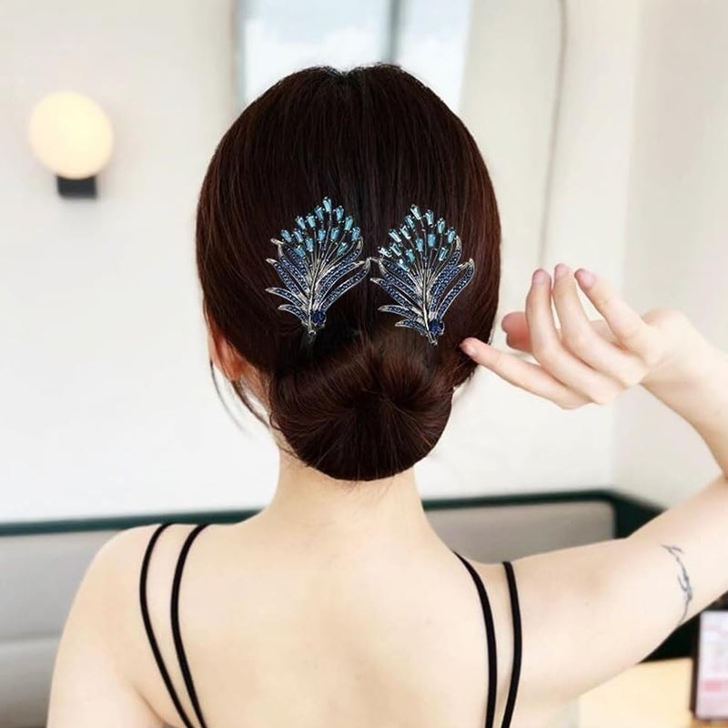 CAVERNSHOP Floral Hair Bun Maker for Women - Elegant Twist Shaper with Rhinestone Metal Clips - Easy Hair Accessories for Daily, Party, and Wedding Hairstyles - Stylish Bun Shaper for Girl Special Occasions (stone) - Image 4