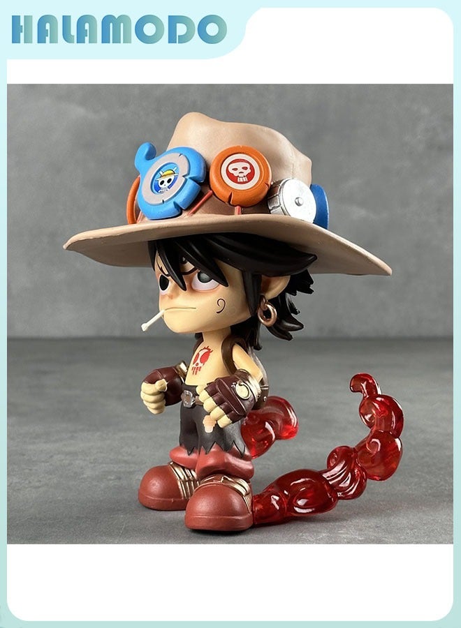 HALAMODO One Piece Super Cute Q Version Portgas D. Ace Cowboy Ace 14cm Anime Figure Model Doll, Exquisite Desktop - Image 2