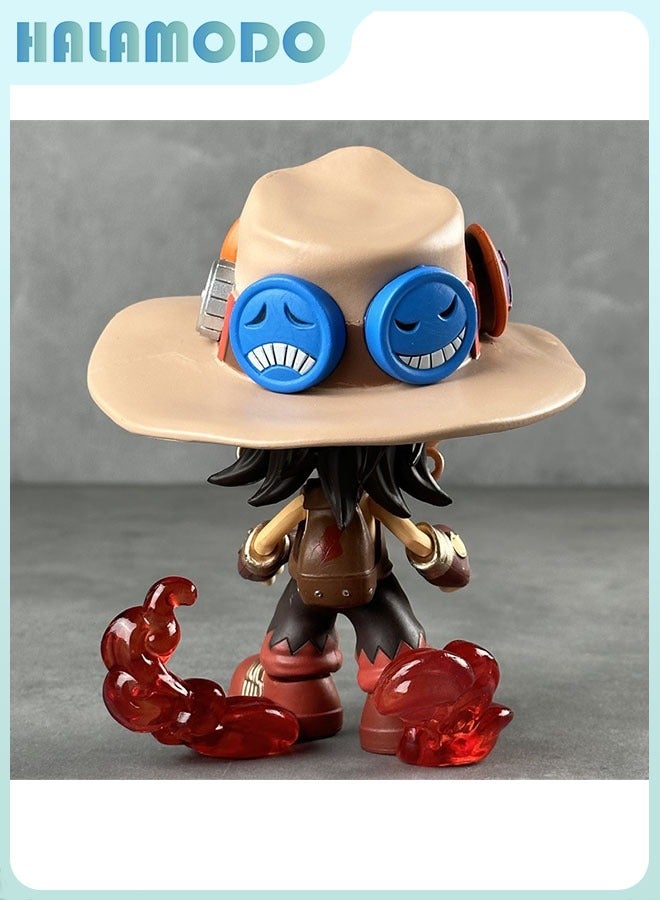 HALAMODO One Piece Super Cute Q Version Portgas D. Ace Cowboy Ace 14cm Anime Figure Model Doll, Exquisite Desktop - Image 4