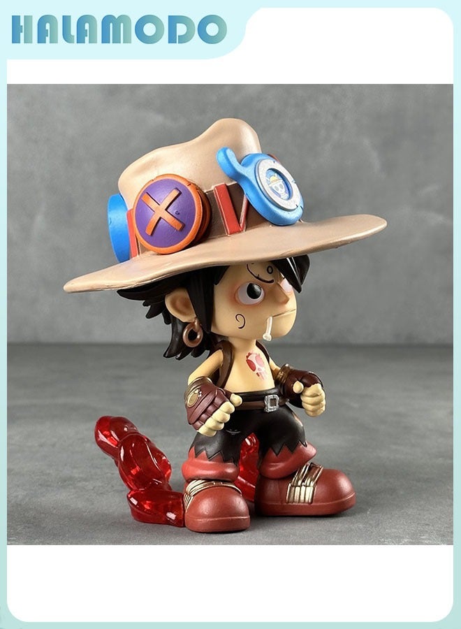 HALAMODO One Piece Super Cute Q Version Portgas D. Ace Cowboy Ace 14cm Anime Figure Model Doll, Exquisite Desktop - Image 3