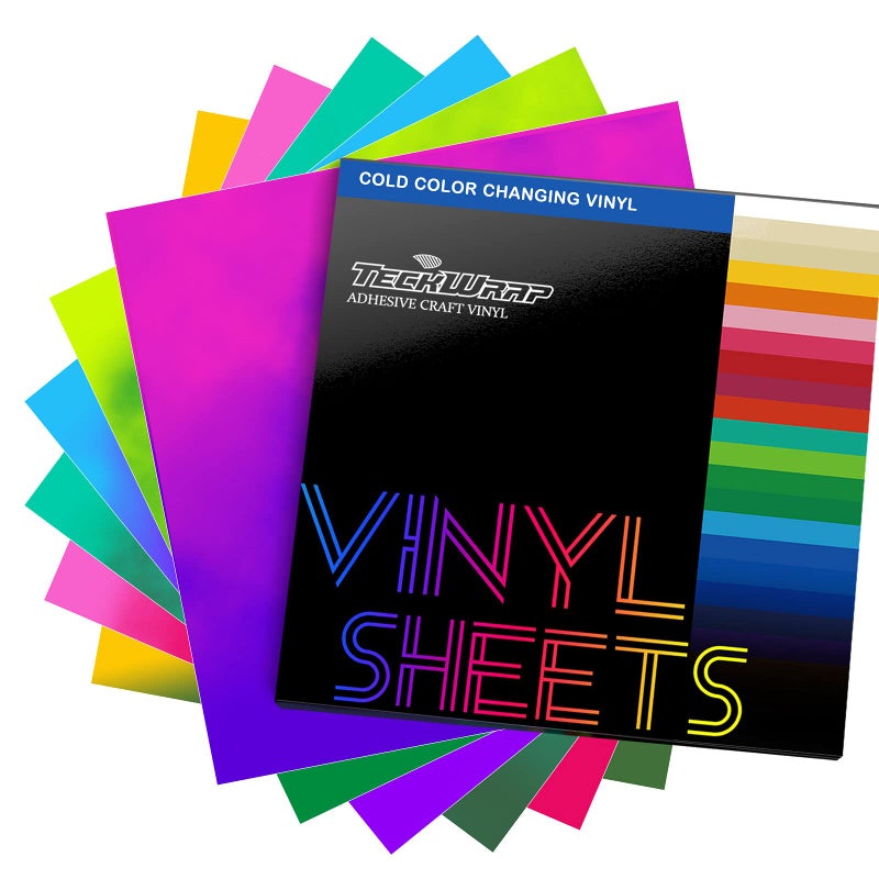 TECKWRAP TECKWRAP Cold Color Changing Vinyl Sheets Permanent Adhesive Vinyl Cold Sensitive for Stickers Decals Cups Water Bottles Decoration 12 x 12 6 SheetsPack