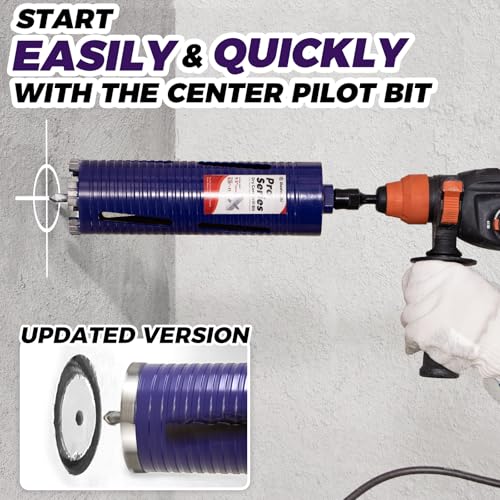DaduoRi 2" Pro Dry Core Drill Bit with Pilot Bit & 3 Adapters (SDS Plus/SDS Max/1/2 Hex), Upgraded-Welded Blade Core Bits for Concrete with Rebar, Masonry, Brick, Mortar - 9.5" Depth, 5/8"-11 Thread - Image 3