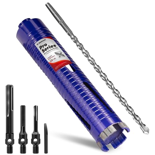 DaduoRi 2" Pro Dry Core Drill Bit with Pilot Bit & 3 Adapters (SDS Plus/SDS Max/1/2 Hex), Upgraded-Welded Blade Core Bits for Concrete with Rebar, Masonry, Brick, Mortar - 9.5" Depth, 5/8"-11 Thread - Image 1