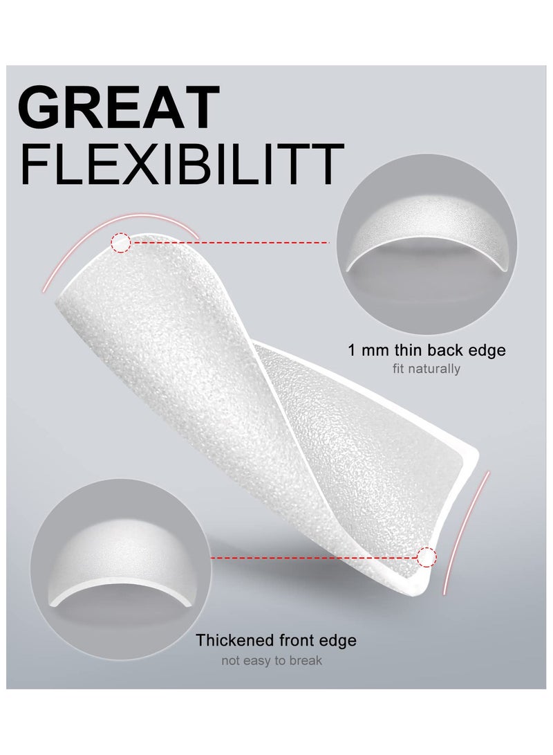 brunson أظافر زائفة كاملة التغطية من الجل الناعم غير اللامع بدون حاجة لمبرد، أكريليك شفاف ونقاط قوية للتمديد، 12 حجم، قصير، دائري، مربع، نقاط أظافر شفافة على شكل C - Image 5