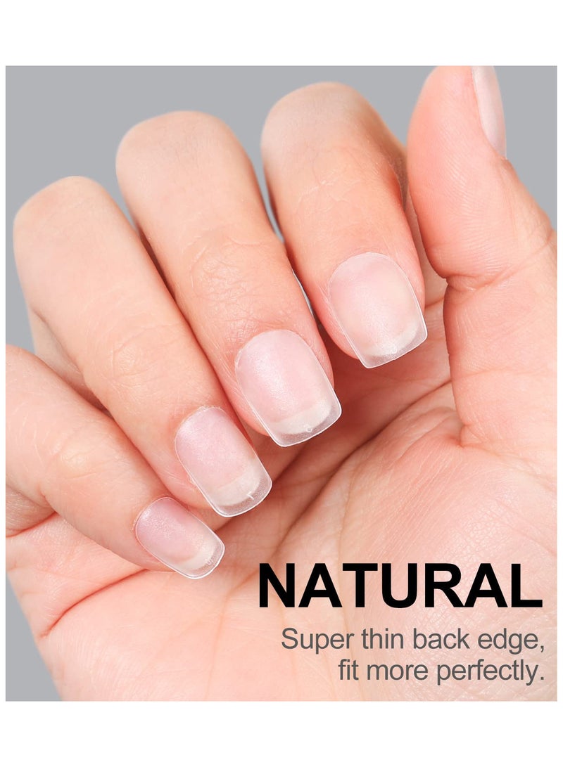 brunson أظافر زائفة كاملة التغطية من الجل الناعم غير اللامع بدون حاجة لمبرد، أكريليك شفاف ونقاط قوية للتمديد، 12 حجم، قصير، دائري، مربع، نقاط أظافر شفافة على شكل C - Image 3