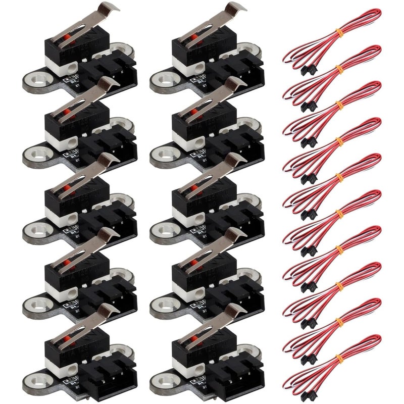 10 Pcs Vertical Limit Switches for Printer, Metal Trigger, 39.4 in Cable, Precise Positioning, Insulated Shell, Sensitive Touch - Image 1