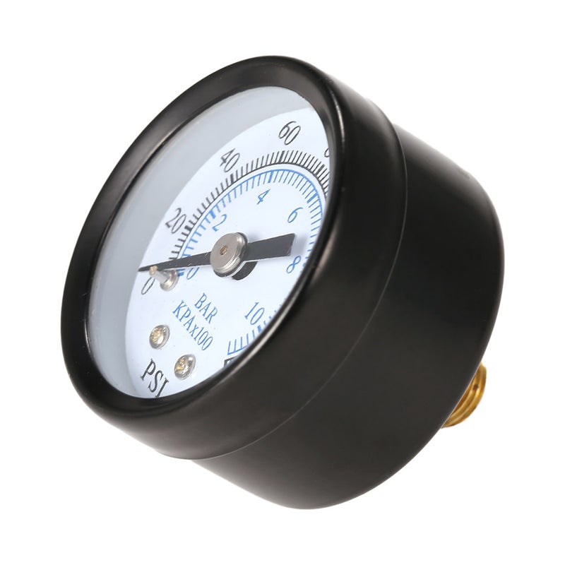 Pressure Gauge: Mini Size Compact Portable Design - Durable Metal Construction Long Lasting Performance Measuring Tool for Professional Mechanics, Home Repair and Industrial Pressure Testing - Image 1