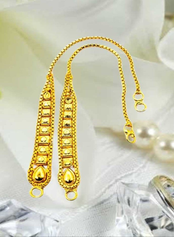 Bhumi Creation Ear Chain Gold Polished 22K Women & Girl Metal Ear Thread - Image 2
