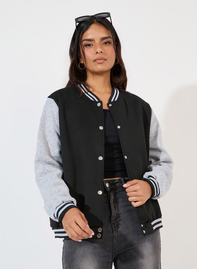 Styli Oversized Longline Varsity Bomber Jacket  - Image 1