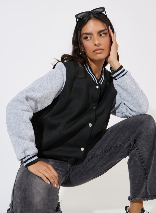 Styli Oversized Longline Varsity Bomber Jacket  - Image 2