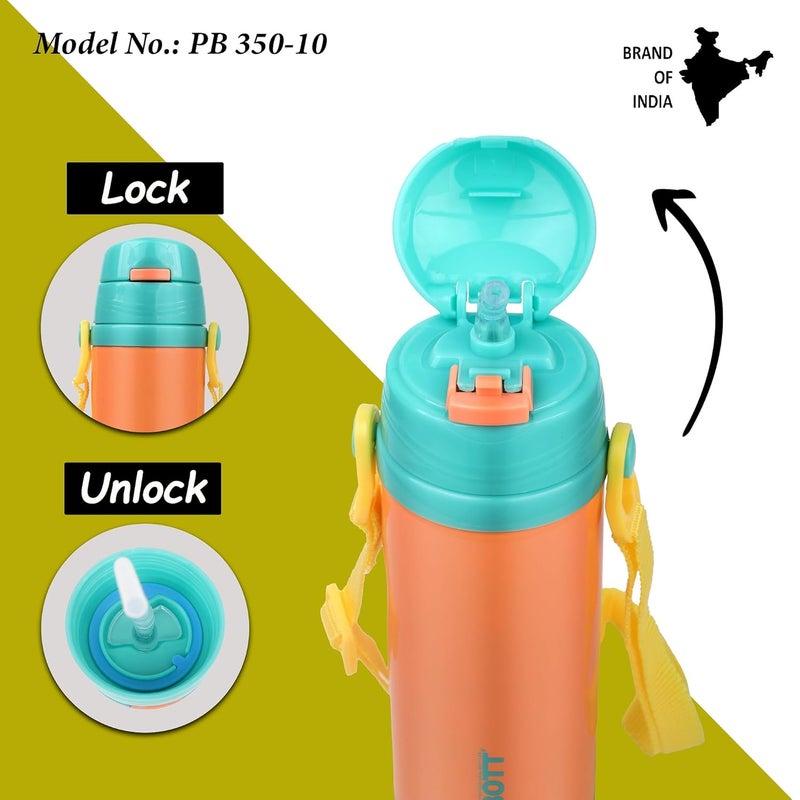 PROBOTT Probott Tom 350ml Stainless Steel Hot & Cold Water Bottle for 3-5yrs Old Kids | Double Walled Vacuum Flask | Perfect for Toddlers | Leakproof | Pack of 4 | Light Green+Hot Pink+Maya Blue+Carrot Orange  - Image 4