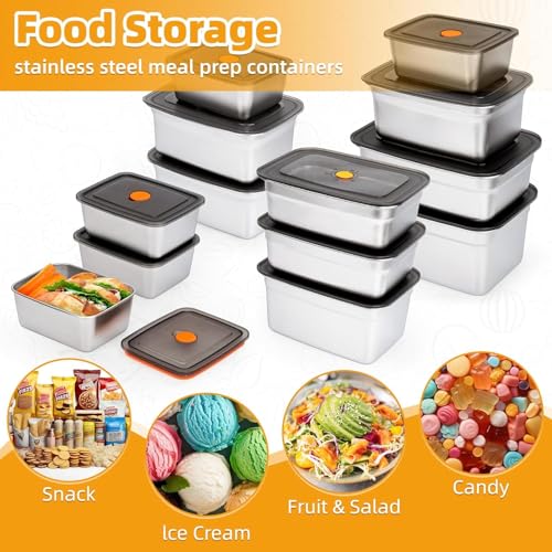 VROKLA 3pcs Stainless Steel Fridge Storage Containers with Leak-Proof Airtight Lids, Reusable Metal Boxes, Stackable, BPA-Free, Dishwasher Safe for Snacks, Fruits (1500 ML) - Image 3