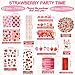 Sayglossy 171 Pcs Strawberry Party Favors Set Includes Gift Bags Pencils Notebook Sharpener Slap Bracelets Rings Keychains Tattoo Stickers Stamper Strawberry Party Favors for Birthday Shower - Image 4
