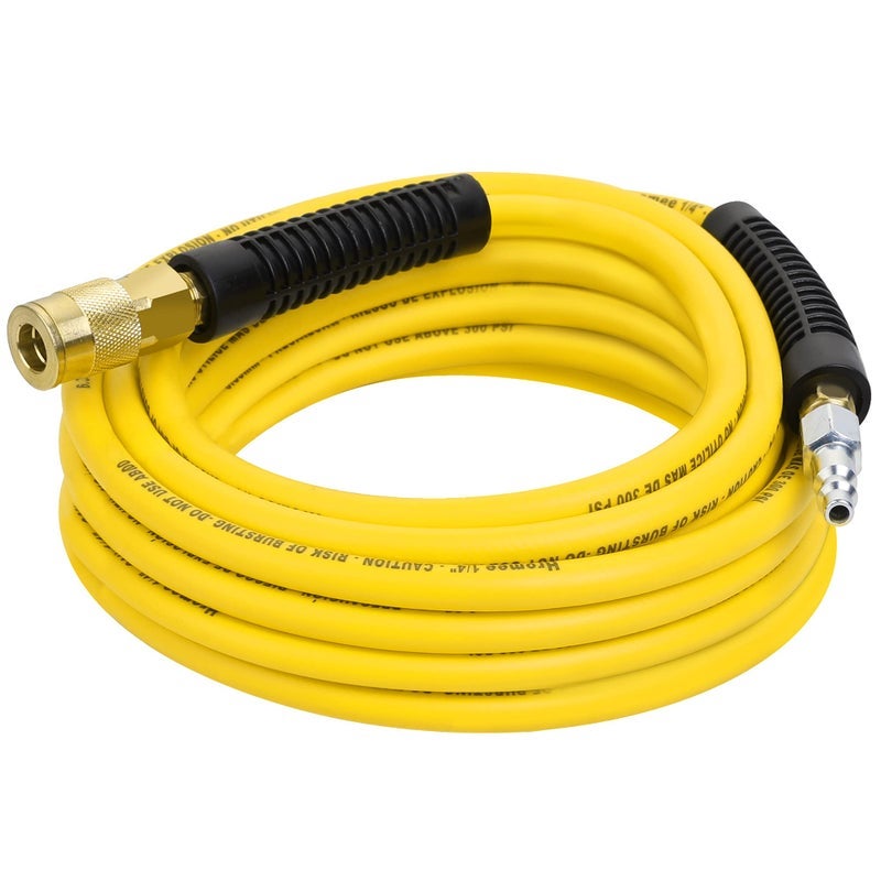 Hromee Air Compressor Hose 1/4 Inch x 25 Feet Hybrid Hose with Fittings, 1/4" Industrial Quick Coupler and Plug Kit - Image 1