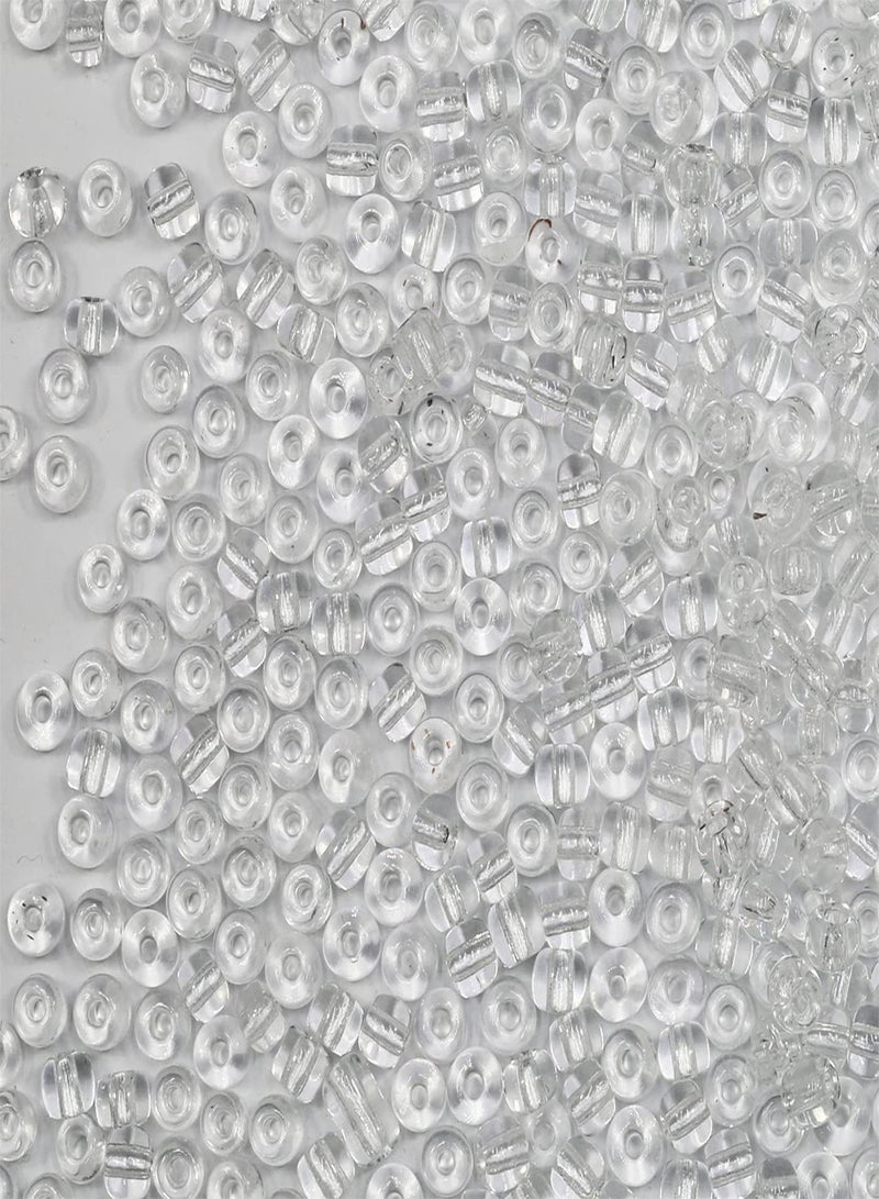 GGOOT Bulk 4mm Transparent Seed Beads for Jewelry Making 110 Grams About 160pcs,6/0 Glass Craft Beads for Making Earrings, Bracelets, Pendants, Waist Jewelry, DIY Handmade Seed Beads ( Transparent  - Image 2
