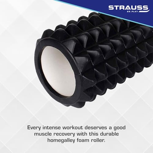 Strauss Grid Foam Roller, 33 cm, (Black) - Image 2