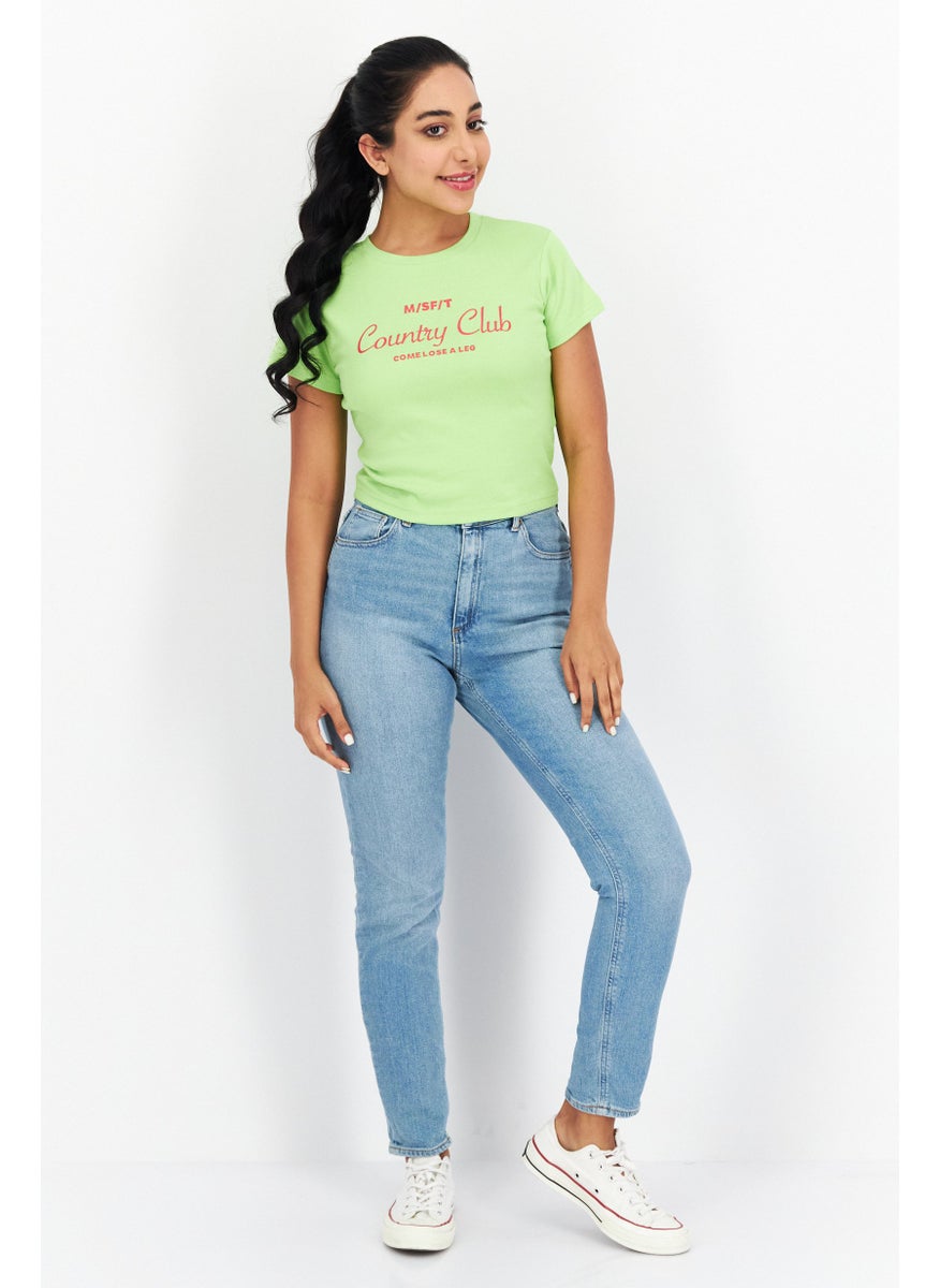 Women Crew Neck Short Sleeves Printed T-Shirt, Lime - pzsku/ZB6F83A03882AC5A4AD86Z/45/_/1728397257/ccc1463d-12d2-436b-9daa-07885d812a01