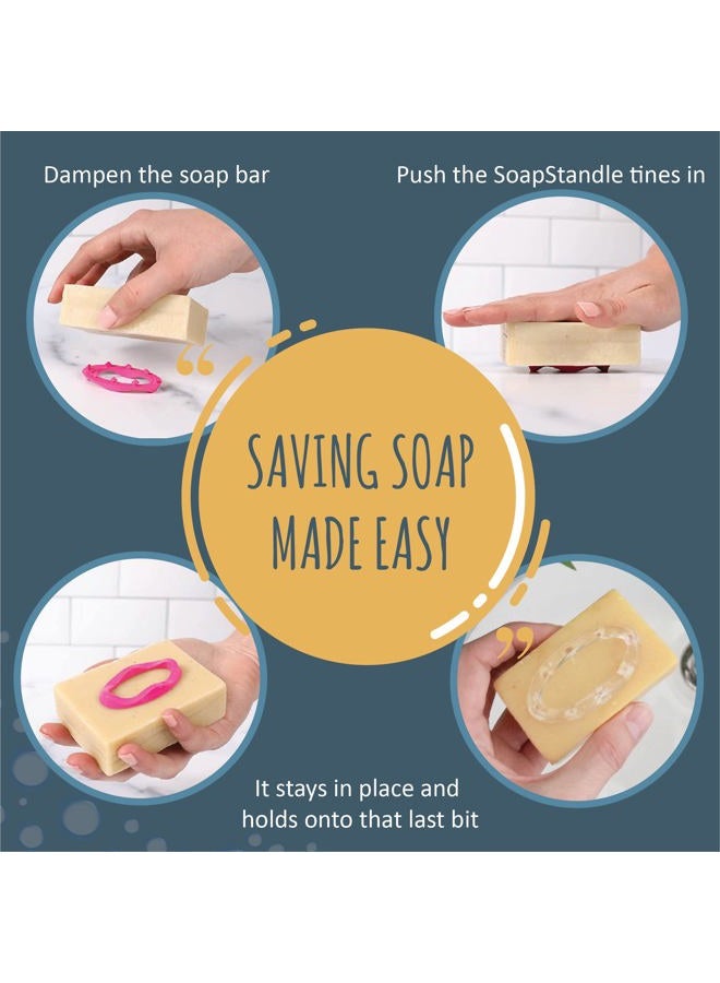 SoapStandle Bar Soap Gripper | No Goo or Mess Soap Holder for Bath and Showers | Non Slip Quick Dry Bar Soap Holder | Bathroom Accessories, Pink - 2-Pack - Image 4