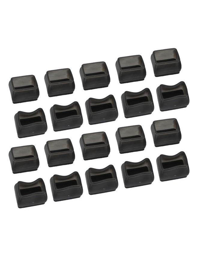 NIBEMINENT - 20 Pcs Chair Leg Floor Protector Rectangular Transparent Black Felt Mat Scratch Proof Reduce Noise Table Leg Cover S - Image 1