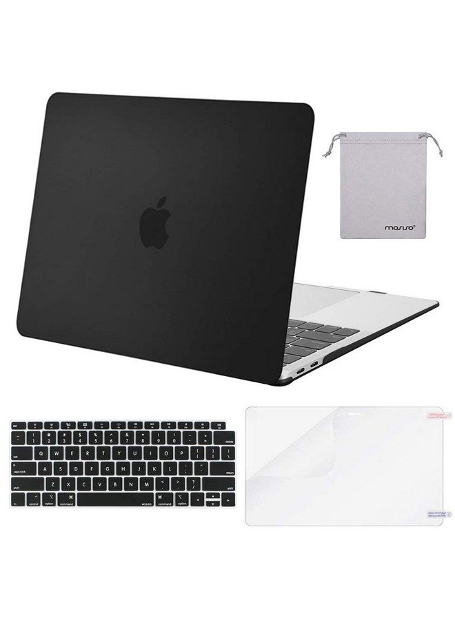 موسيسو حافظة موسيسو متوافقة مع ماك بوك اير 13 بوصة 2022، إصدار 2021-2018 A2337 M1 A2179 A1932، غلاف بلاستيكي صلب وغطاء لوحة مفاتيح وغطاء شاشة وحقيبة تخزين لجهاز ماك بوك اير 13.3 بوصة، أسود - Image 1